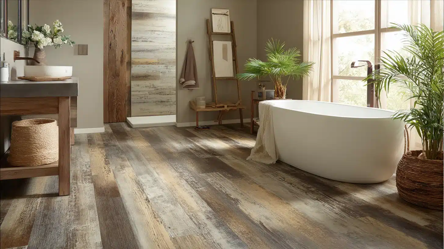 Vinylgulv i badeværelse Vinylgulv i badevaerelse